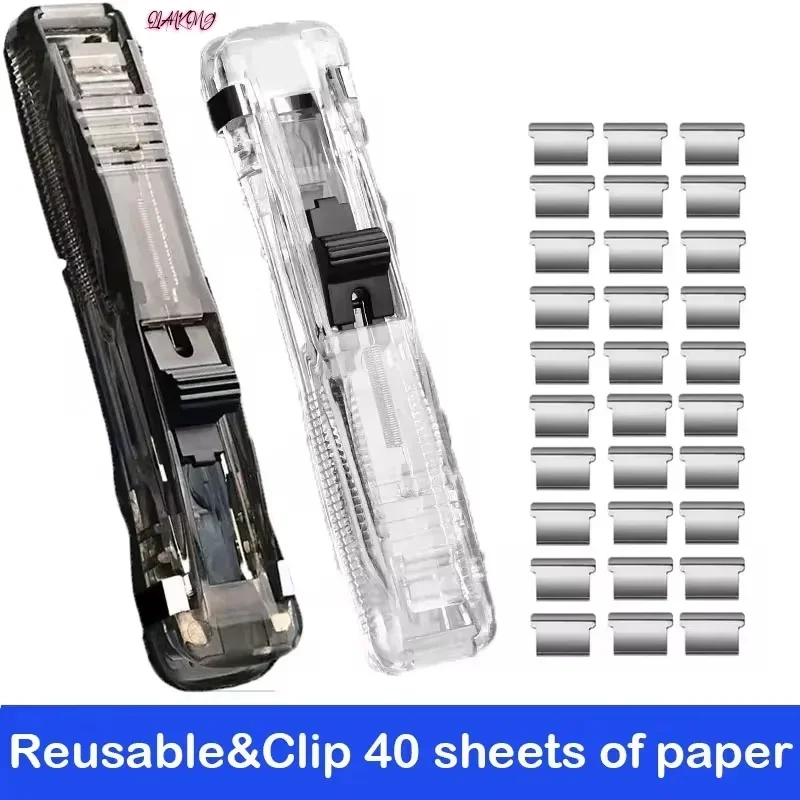 Push Stapler Metal Stapler Document Push Clamp Binder Stationery Clip Stapler Multifunction Paper Storage Artifact School Office Supplies Metal Clip Holder