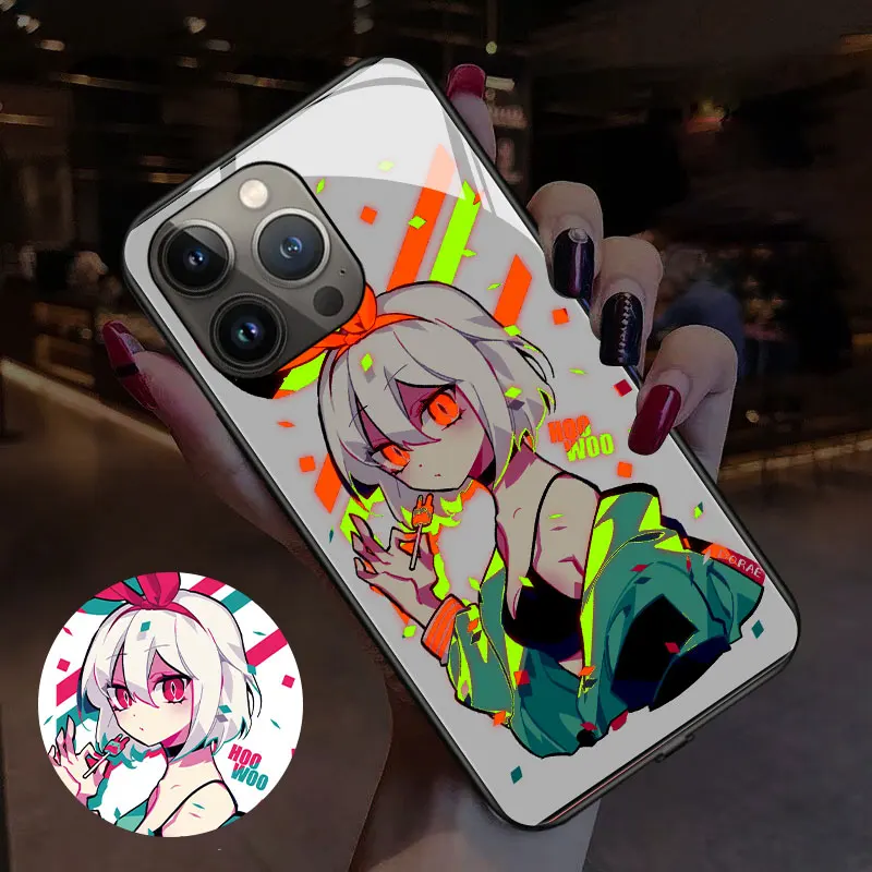 Cool Anime Girl LED Light Glowing Luminous TPU Border Phone Case for Xiaomi 11 12 13 Mix 4 Redmi K40 K50 K60 Pro Lite Ultra