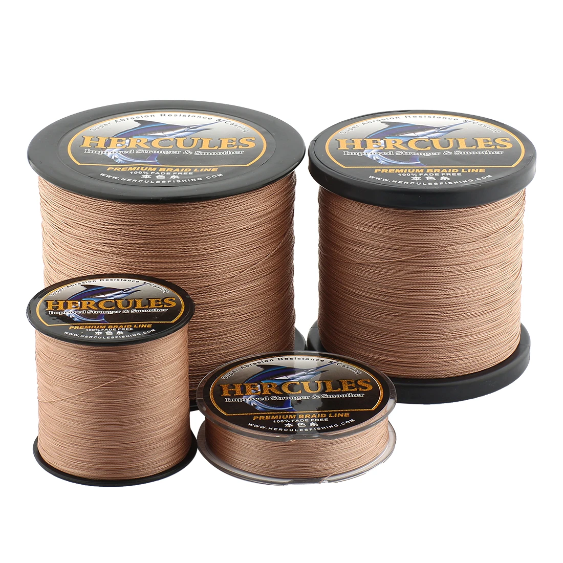 HERCULES No Fade Fishing Line Brown 4 Strands 6LB-100LB Super Strong PE Braided Fishing Line