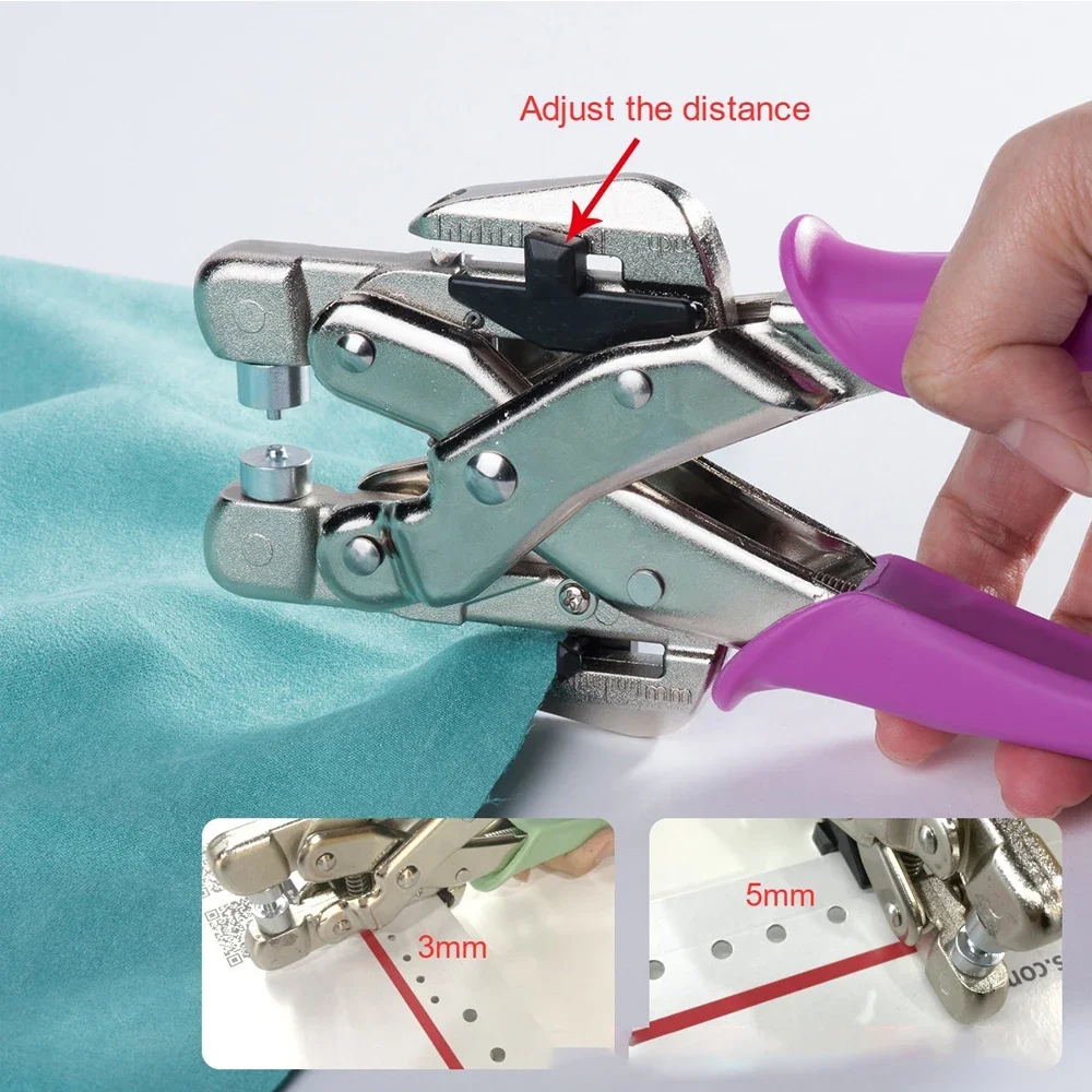 1/8inch 3/16inch Grommet Tool Kit All-in-one Eyelet Press Pliers Kit Metal Eyelet Grommets Pliers Hand Tool Aluminum Punching 5
