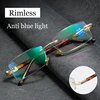 High Quality Anti Blue Light Reading Glasses Luxury Crystal Len Frameless Presbyopic Eyeglasses Unisex Optical Far Sight Eyewear 1