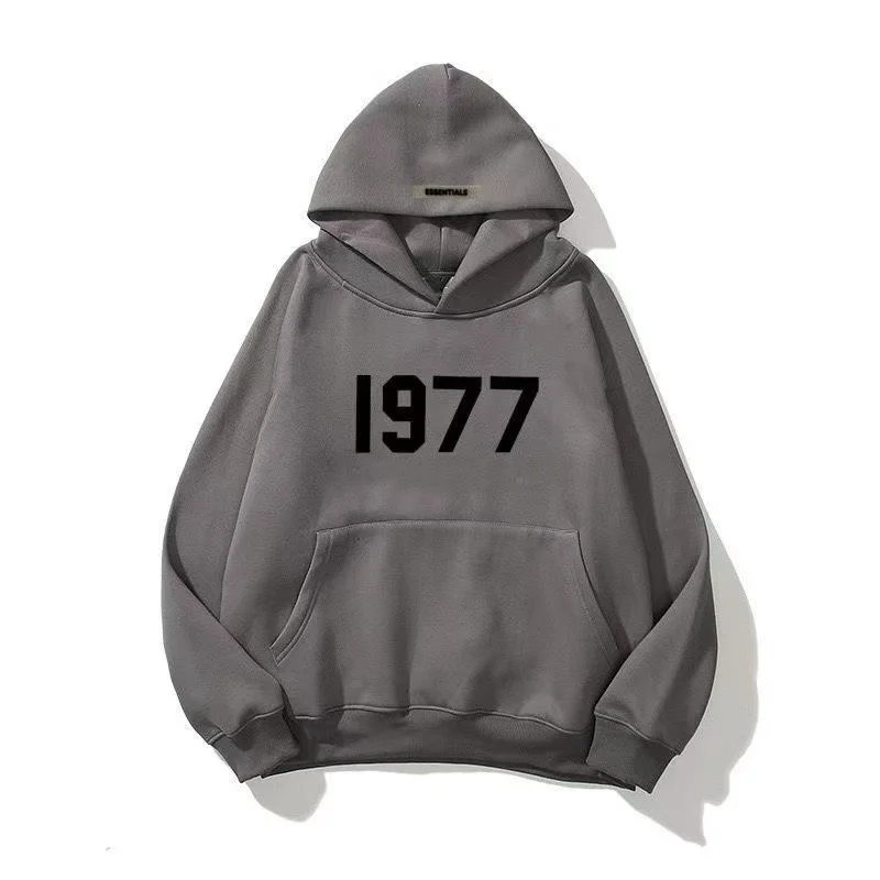 ESSENTIALS Hoodie Women 1977 Hip Hop Sweatshirt Flocking Logo Oversize  Loose Hoodie Couple Outfit High Quality Unisex Sweatshirt