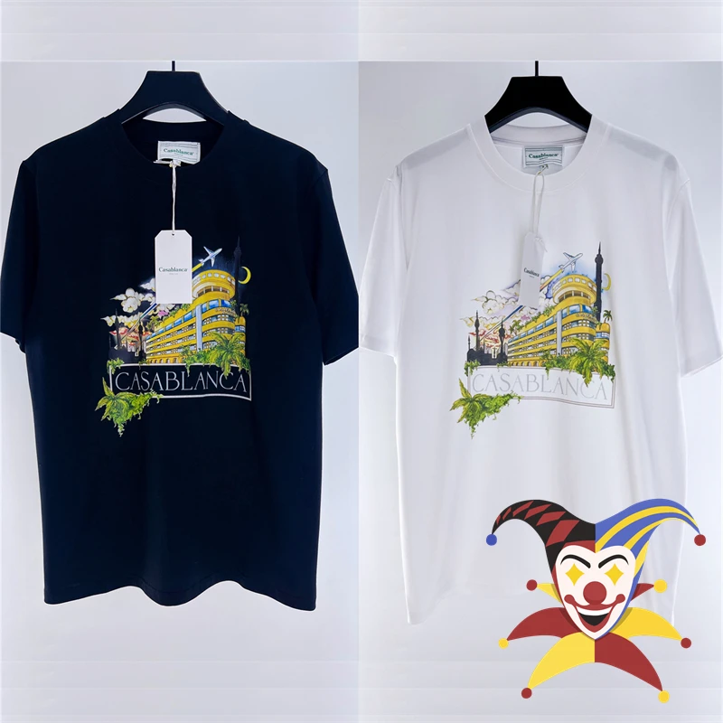 

Aircraft Castle Print Casablanca T Shirts Men Women 1:1 High Quality T-Shirt Short Sleeve Tee