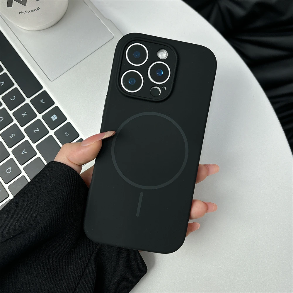 Magnetic Liquid Silicone Phone Case with Wireless Charging and Camera Protection