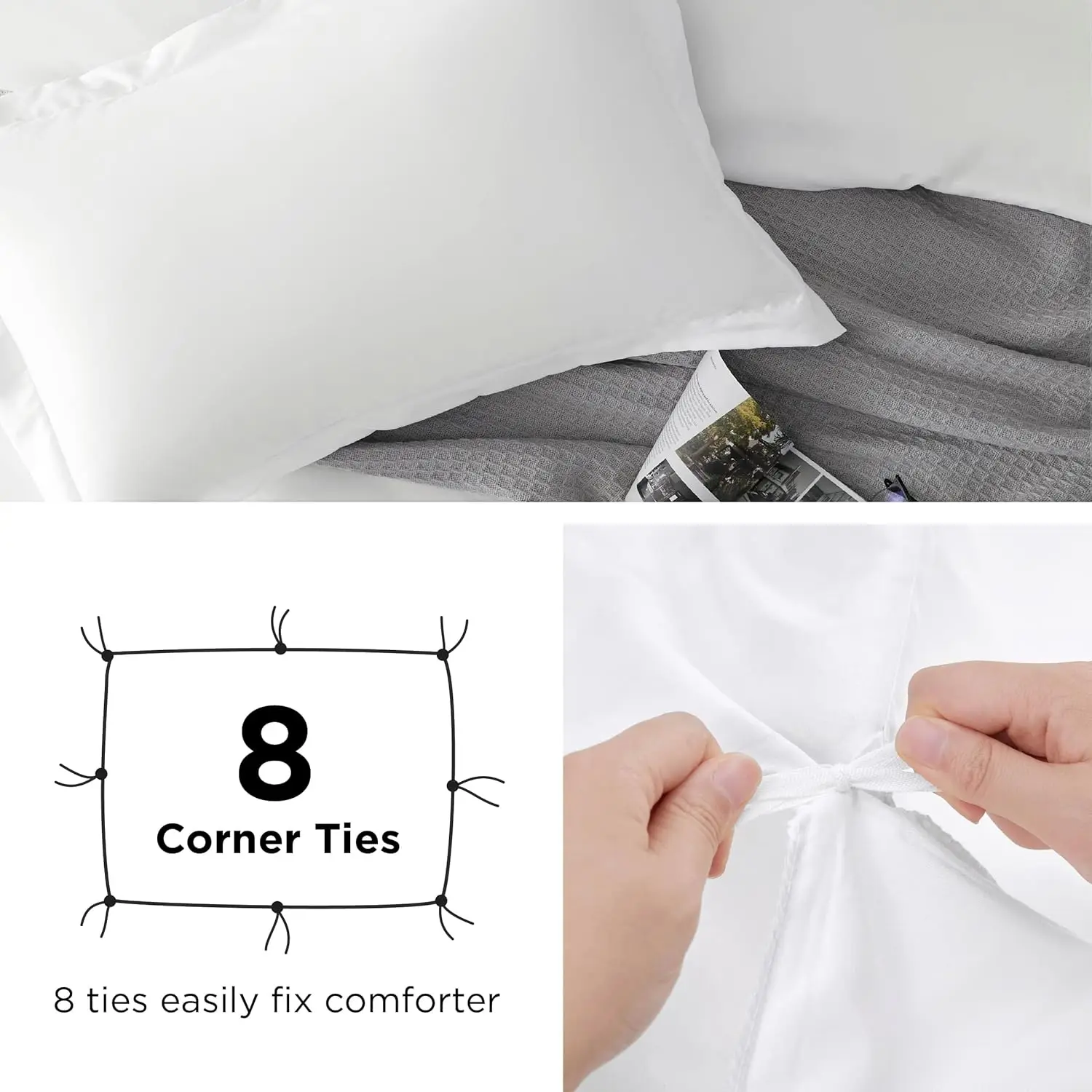 Bedsure White Duvet Cover Queen Size - Soft Double Brushed Bedding Set for Kids & Adults, Zipper Closure, 3 Pieces, Includes 5