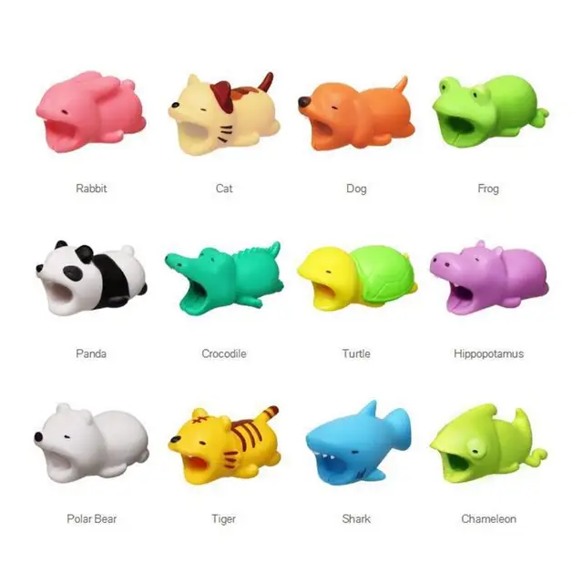 Rajzfilm Mini Animal Usb Töltő Kábelvédő Borító Az Iphone Kábel Panda Tiger Cápa Head Szervező Tartozékokhoz - Image 4