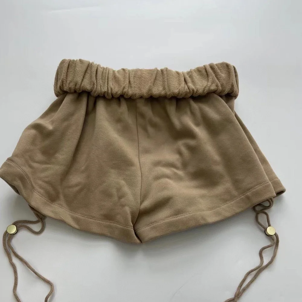 

High Quality Women's Shorts New Sweet Cool Spicy Girl Drawstring Sports Pants Khaki
