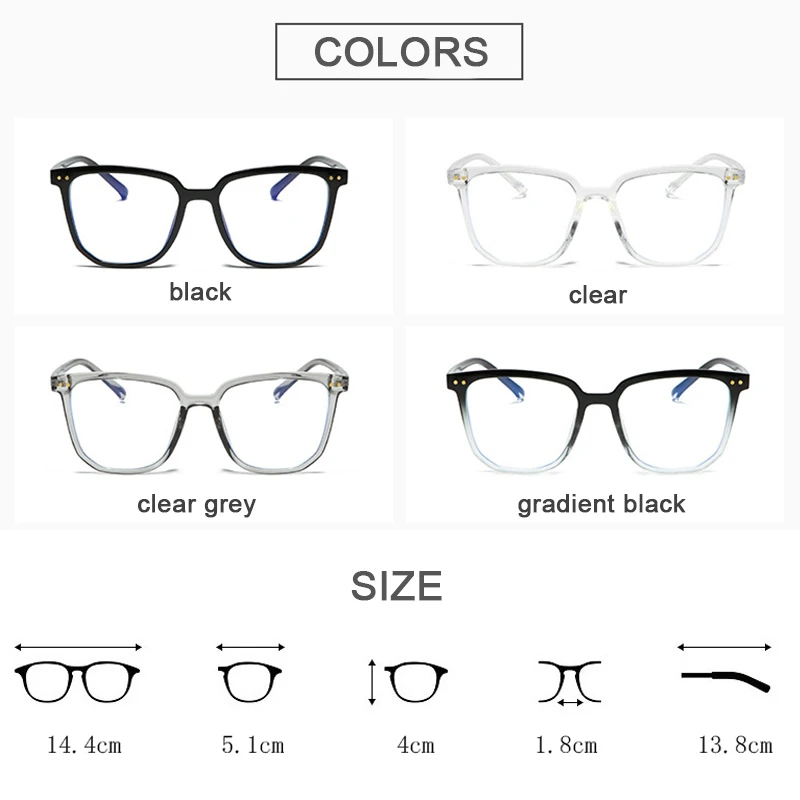 New Anti-blue Light Light Glasses Unisex Classic Square Black Clear Eyeglasses Flat Eyewear Computer Goggles Anti-UV Sunglasses 6