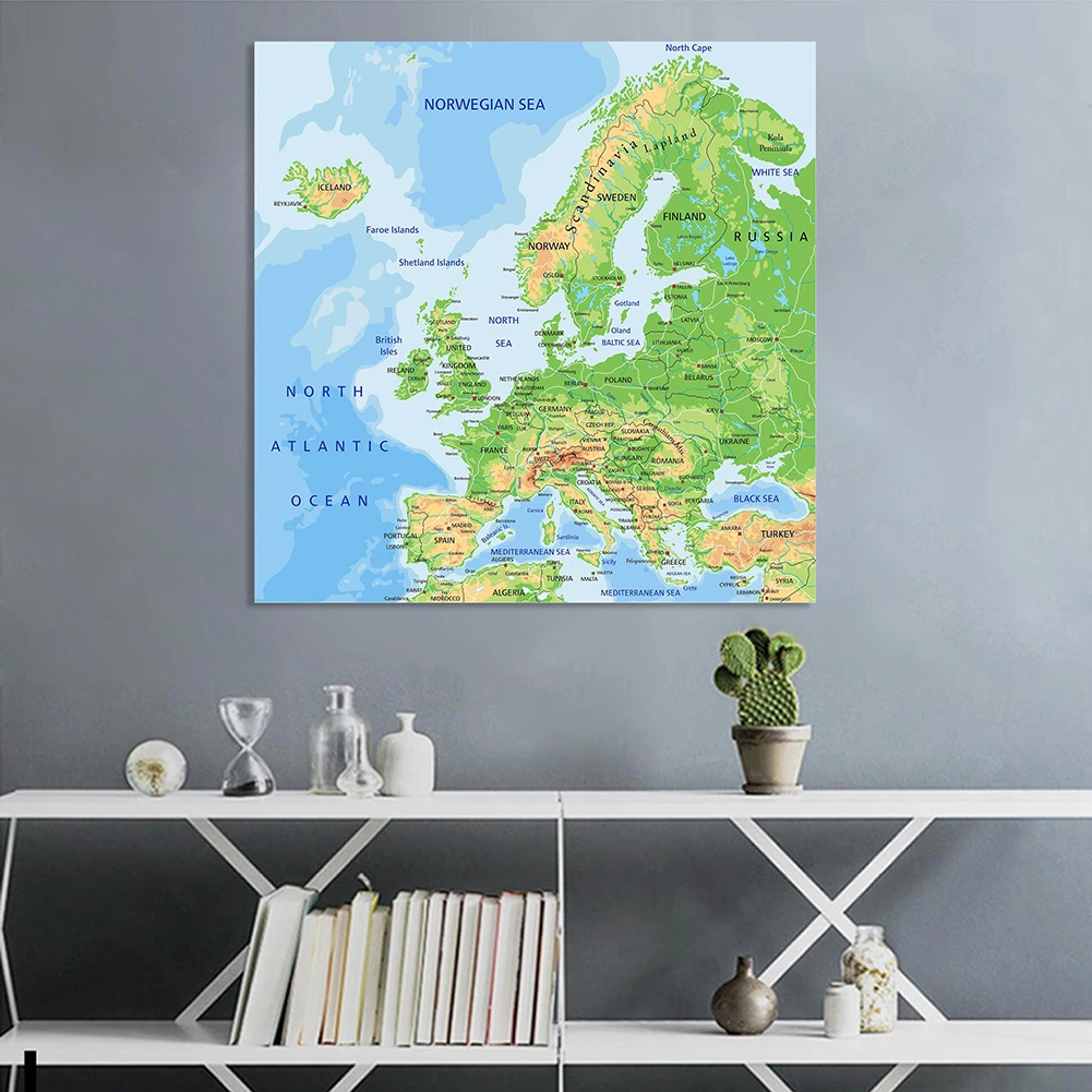 Europe terrain map 150*150cm Non-woven Canvas Painting Wall Poster
