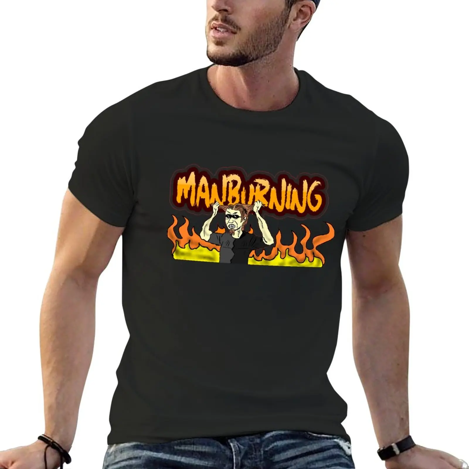 

ManBurning is ANGRY with LOGO T-Shirt new edition t shirt graphics t shirt vintage clothes oversized t shirts for men