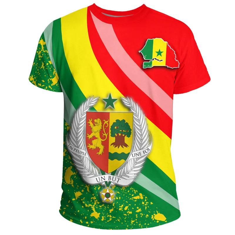 

Senegal Flag Map Graphic T Shirts Africa Boy Short Sleeve T-Shirt Coat Of Arms Jersey Casual Male Tshirt National Emblem Boy Tee