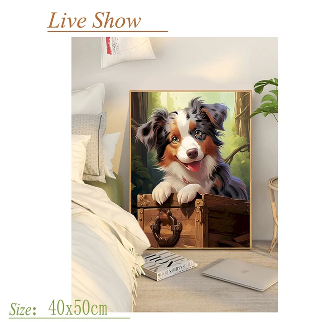 Kits de peinture à l'huile par numéros photo personnalisés, peinture de chien par numéros sur toile, dessin d'animaux sans cadre, décoration de maison à faire soi-même 4