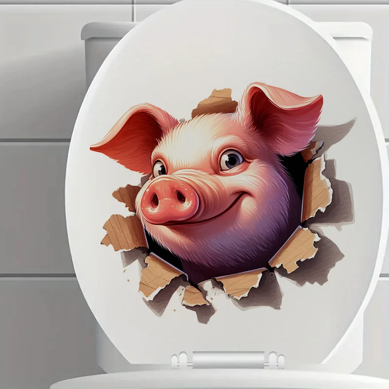 90856# 3D Cute Pig Wall Decal Reusable Sticker for Living Room Aesthetic Room Decoration Easy to Beautify Your Home