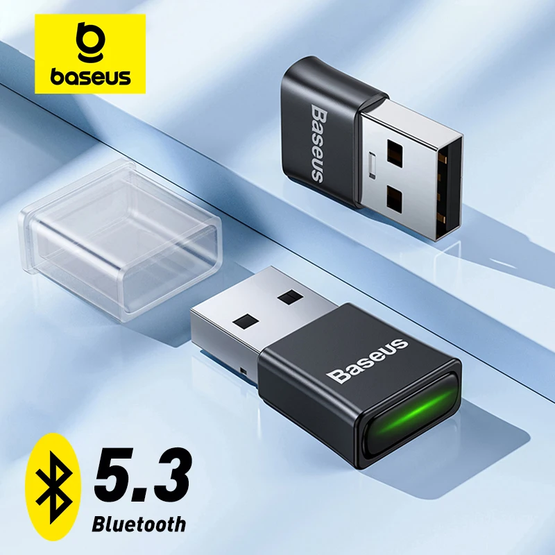 Baseus Adaptador Bluetooth Usb Bluetooth 5.3 Dongle Adaptador para pc Portátil sem Fio Speaker Receptor de Áudio Transmissor Usb