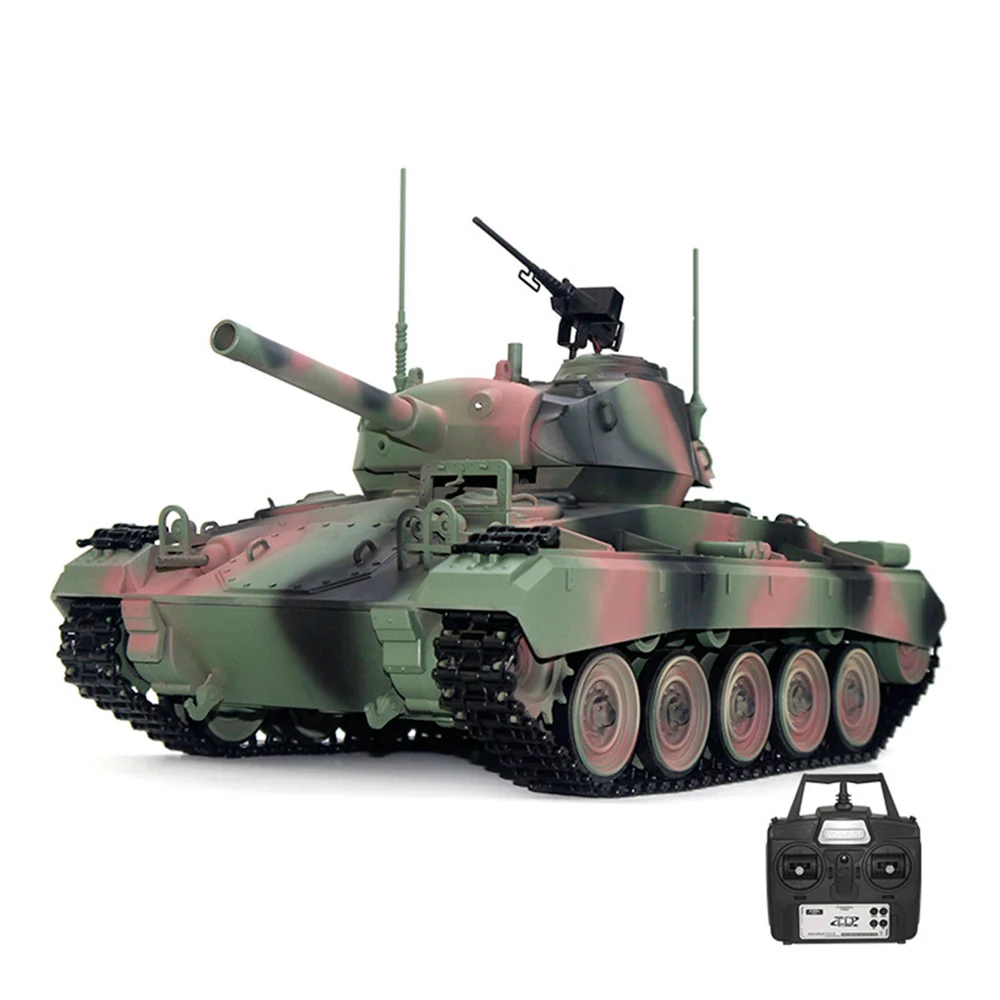 Tongde Model Chaffee M24 RTR 1/16 2.4G RC Battle Tank Smoke Sound Shooting LED Light Simulated Vehicles Model RTR Toys 2
