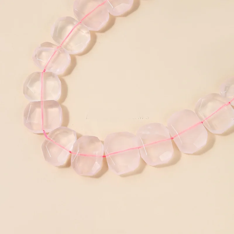 

15X19mm Natural Light Pink Crystal Stone Irregular Faceted Shape DIY Loose Beads Jewelry Accessories 38cm h1189