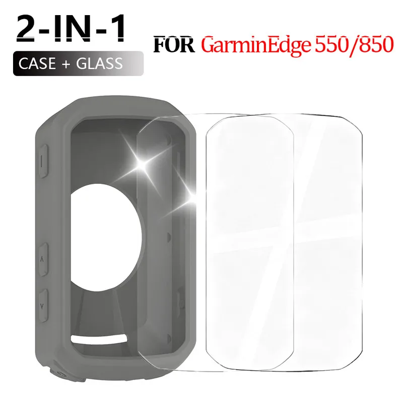 Premium Silicone Cover & Tempered Glass Screen Protector for GPS Bicycle Stopwatch