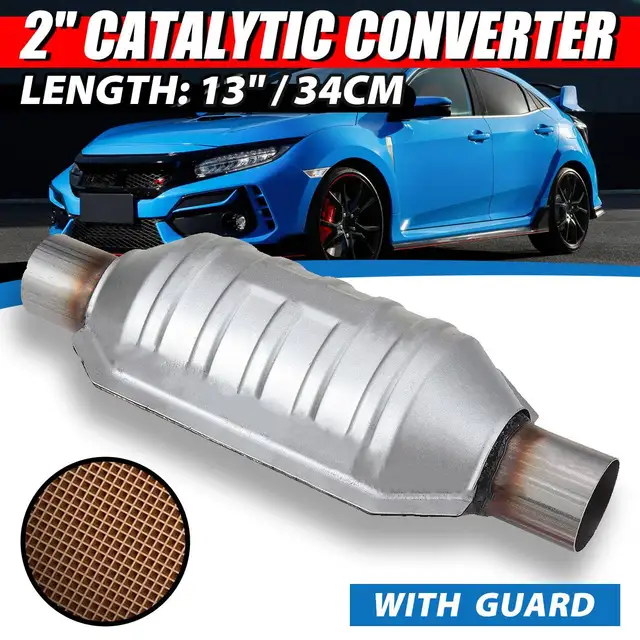 Universal 2" 51mm Catalytic Converter w/Guard Shield Stainless Steel