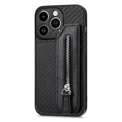 Leather Zipper Wallet Phone Case with 4 Card Slots - Shockproof Protective Cover for Redmi Note 13 4G (Black)