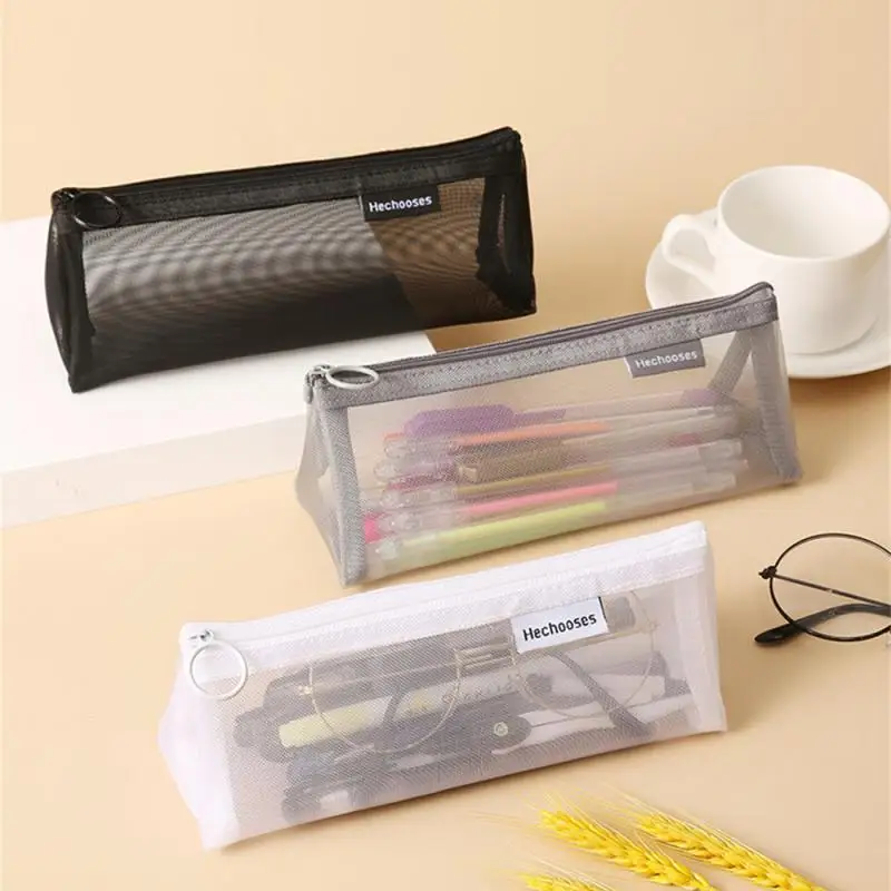 

Mesh Pencil Case Transparent Pencil Case Kawaii Cute Simple Beautiful Bag Organizer Office Student Stationery School Supplies