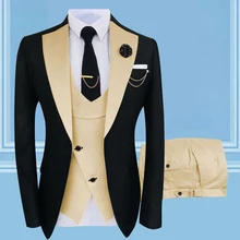 

New Fashion Wedding Dress Luxury Design 3Pieces Men Suit Slim Fit Single Breasted Homme Costume Tuxedo High Quality Male Blazer