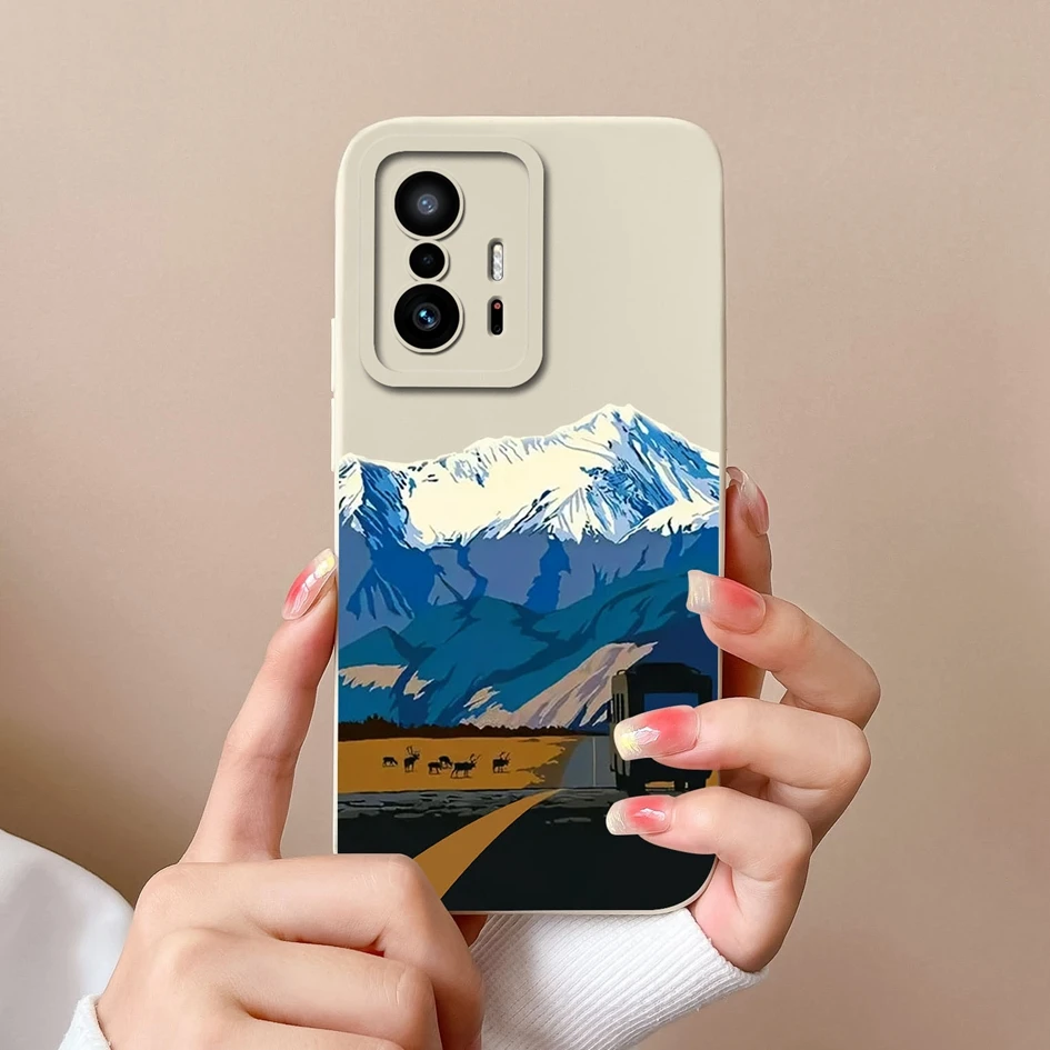 Fashion Design Matte Liquid Silicone Case with Screen Protector for Xiaomi 11T Pro - Sweet Girls Collection