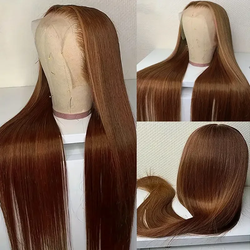 Brown Wig Human Hair Straight Colored Lace Front Wig Pre Plucked 13x4 13x6 Transparent Lace Frontal for Women