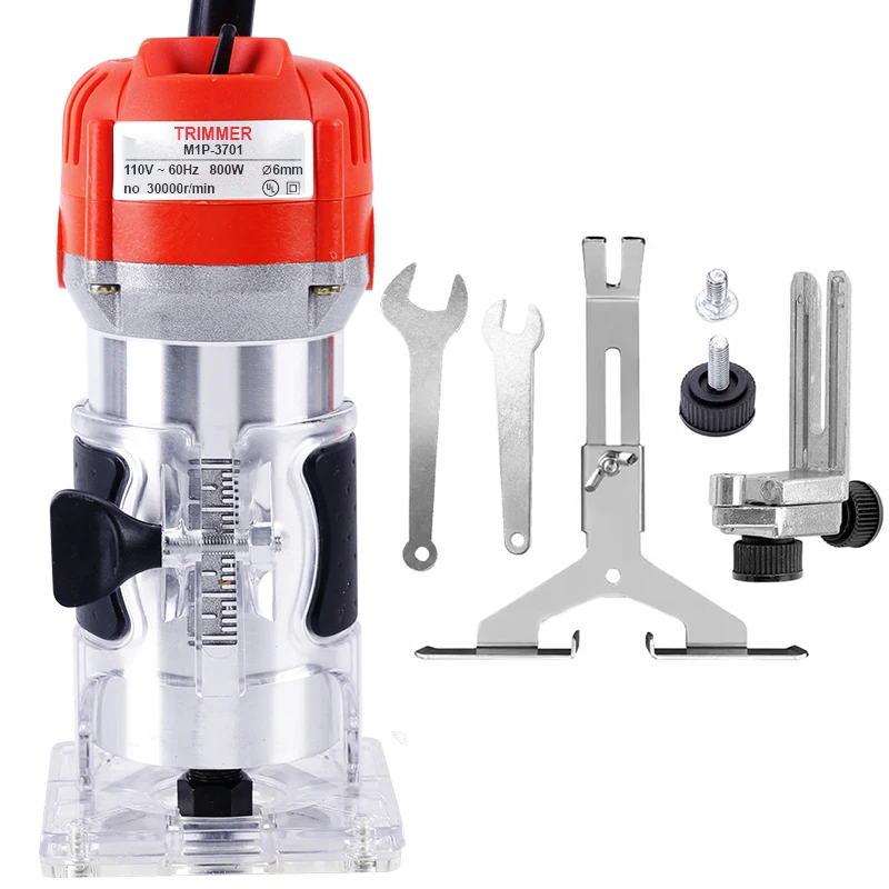 BOLIMEI 110V 800W Palm Router Electric Hand Trimmer Wood Router Collets Woodworking Tool Laminate Trimmer 30000RPM