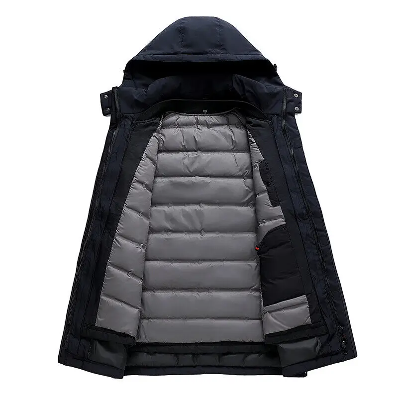 Winter New Down Jacket Men's Mid Length  Winter New Fashionable Warm Jacket Thickened Outdoor Extreme Cold Collar Down Jacket