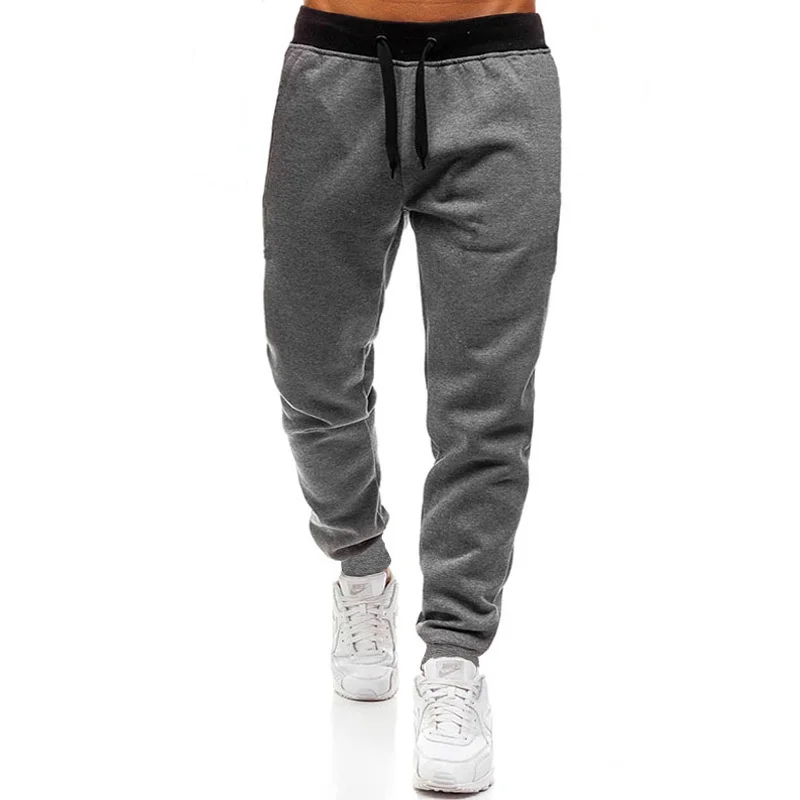 Men's fitness pants, men's large size casual pants, solid color, European and n sports pants