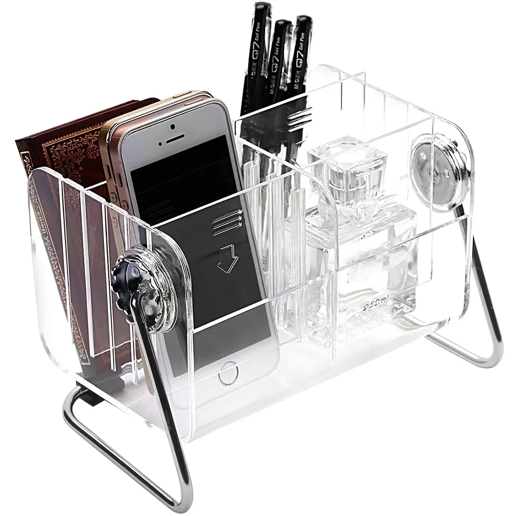 1pc Remote Control Holder Organiser, 6 Slots Transparent Acrylic Remote Control Holder Box, TV Air Conditioning Remote Control