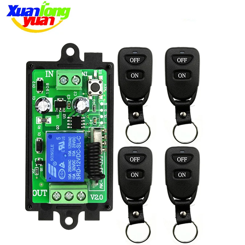 

Universal Wireless Remote Control DC12V 24V 1CH Relay Radio Receiver Module Remote controller RF Switch for Gate Garage opener