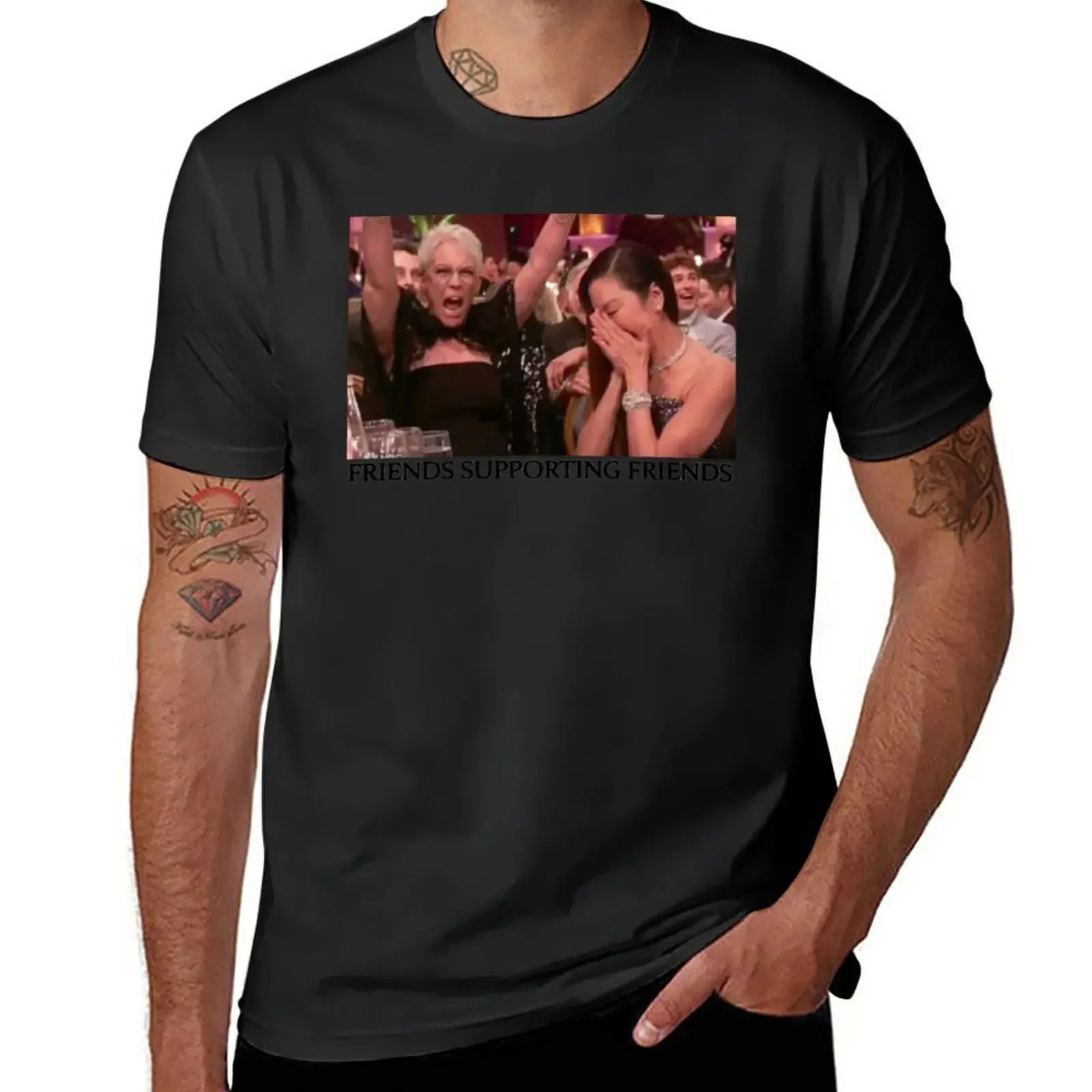 

Рубашка michelle yeoh jamie lee curtis, футболка с надписью «friends support friends», милые винтажные топы, мужские футболки