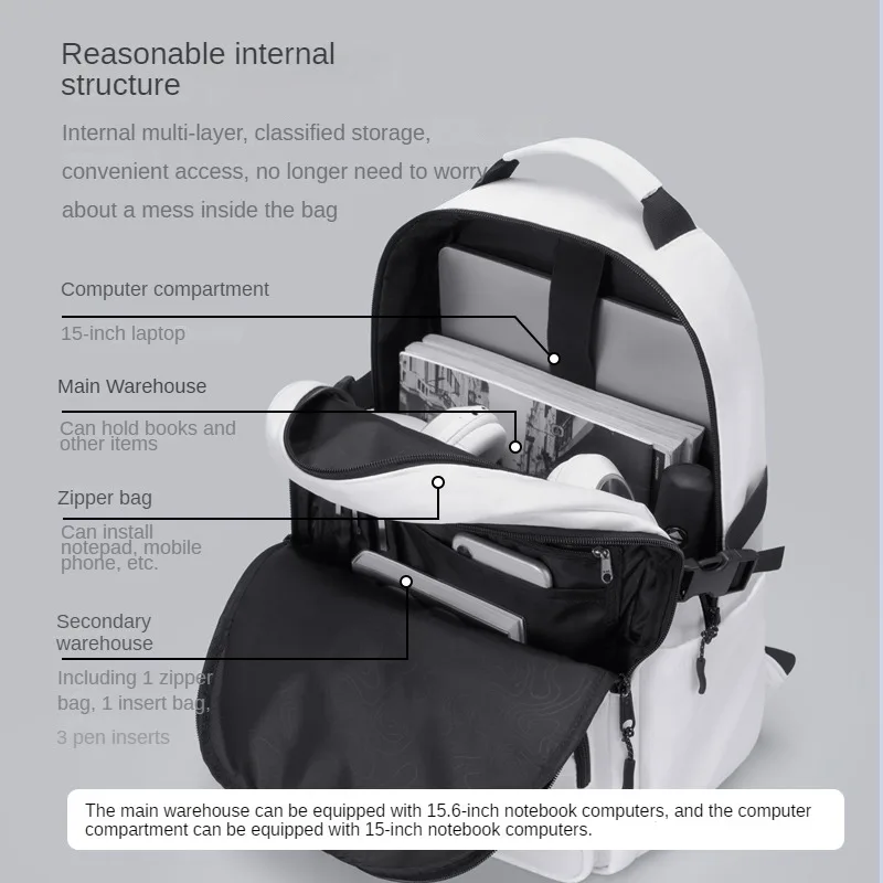 VNINE backpack, men's backpack, female high school trendy brand, lightweight and large capacity travel computer backpack
