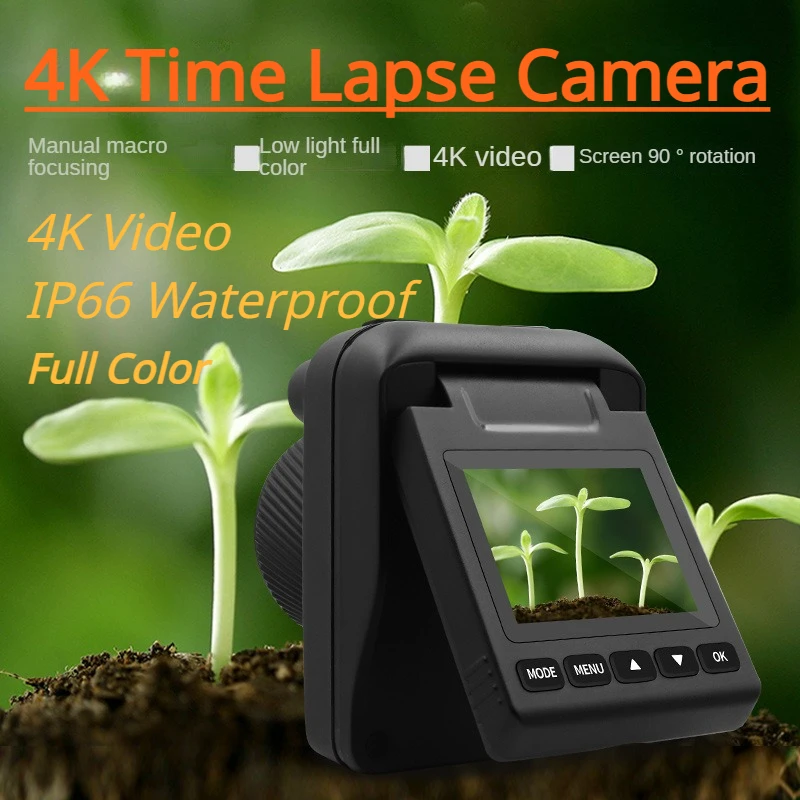 Waterproof Time Lapse Camera Construction Timer Outdoor Courtyard Plant Survey Night Vision Full Color IP66 4K