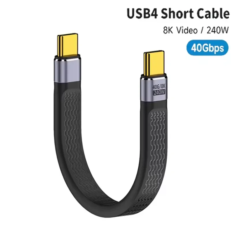 USB4-Kurzkabel, 40 Gbit/s, Datenübertragung, 240 W PD, Schnellladung, Thunderbolt 4/3-Schnittstelle, flaches USB-C-Kabel für Laptop, Telefon, Tablet
