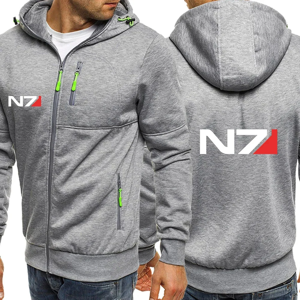 Men's Winter New Hooded Sweater Slim-fit Hooded Sweatshirt Printed Warm Jacket Coat Zipper Top