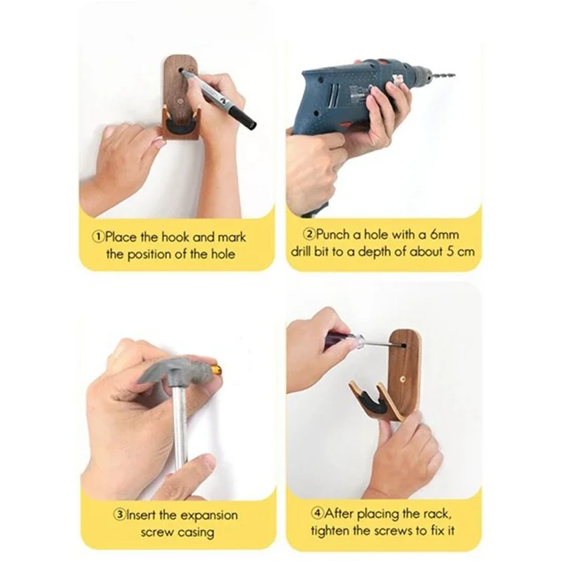Wooden Guitar Wall Hanger Unique Design Bent Wood Guitar Hanger Wall Mount Holder Acoustic Guitar Accessories