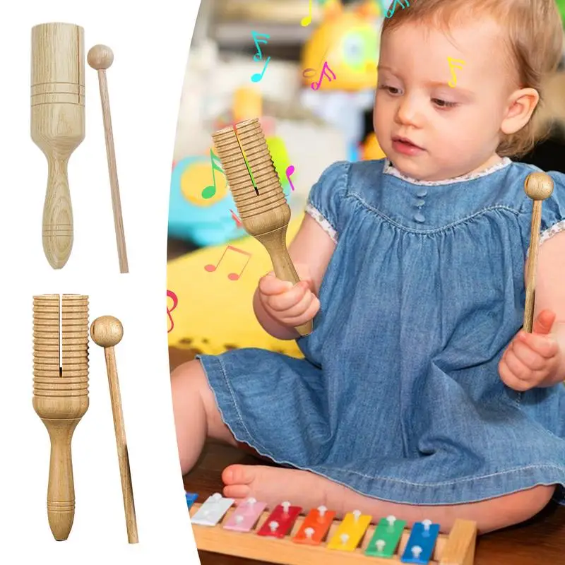Tone Block Musical Instrument Crow Sounder Guiro Wooden Musical Percussion Instrument Educational Toy Latin Single Speaker