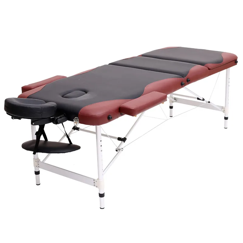 Aluminium 3 Section Massage Bed Portable Salon Furniture Wooden Bed Foldable Beauty Body Facial Spa Tattoo Thai Massage