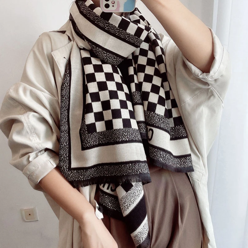 Cosquillas Banco Habitual Bufanda de invierno de marca de lujo para mujer, bufanda de Cachemira  cálida, bufanda de lujo, chal suave grueso| | - AliExpress