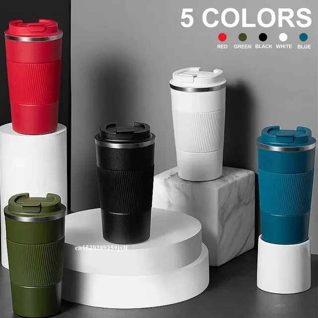 Tasse à café en acier inoxydable de 380ml, 510ml, Thermos, Garrafa Termico Caneca Termica café Copo, bouteille isolée antidérapante pour voiture de voyage 2