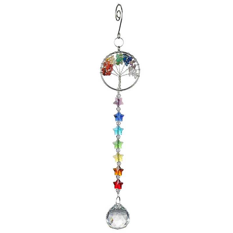 Sun Catcher Tree of life Crystal Ball Prism Pendant Rainbow Maker Hanging Window Ornament Home Garden Decor