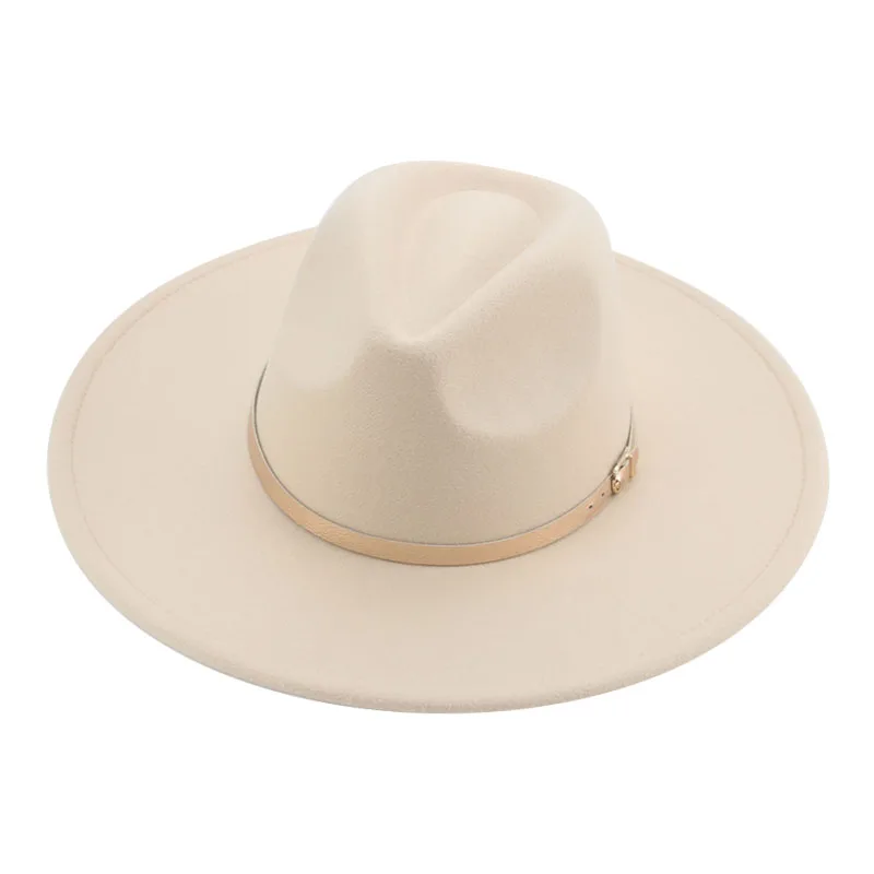 Fedoras Hat Hats for Women Panama Wide Brim 9.5cm Men Women Luxury Belt Band Formal Wedding Church Felted Hat Sombreros De Mujer wide brim fedora Fedoras