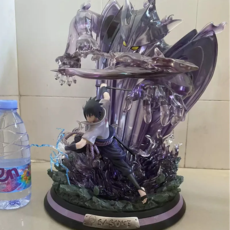 45CM Anime NARUTO Uchiha Sasuke Susanoo Battle Form Statue Resin 2 Heads Action Figure Full-Length Model Toy