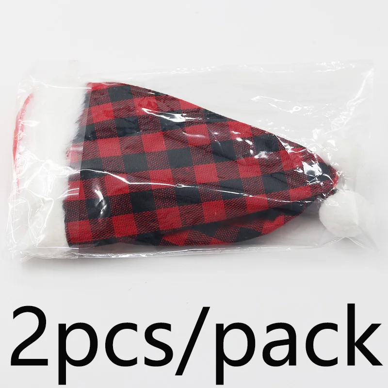 2 Pcs/pack 19cm Plush Checkered Cloth Knife Fork Bag Desktop Tableware Decoration Christmas New Year Decoration Props DIY