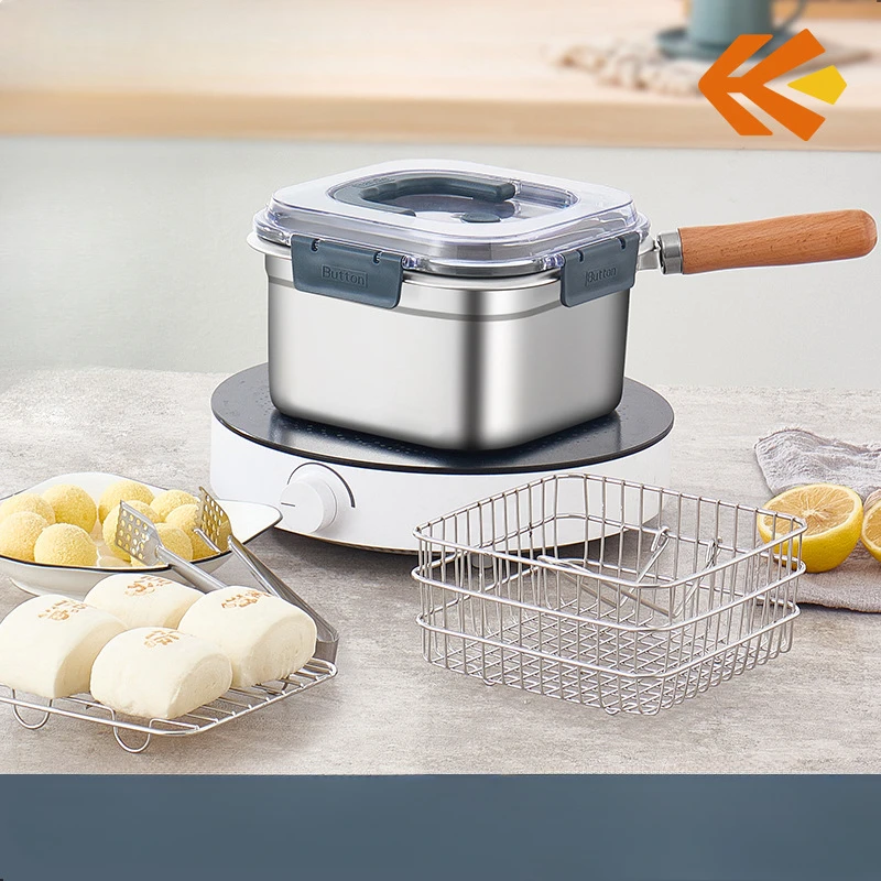 316 Stainless Steel Frying Pan Portable Outdoor Fresh-keeping Pan Steamed Mantou Hot Dishes Uncoated Fresh-keeping Box 5