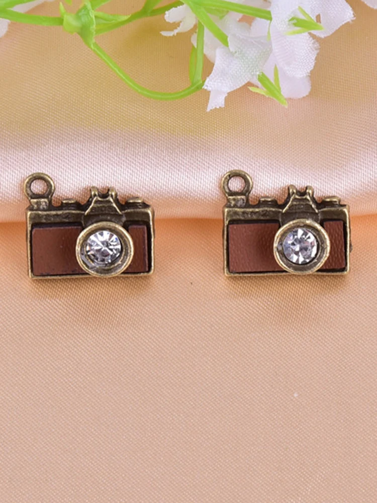 

10pcs/Lot 14x17mm Retro Camera zircon Metal Charms for Diy Jewelry Making 2022 New Bracelet Necklace Y2k Accessories Craft
