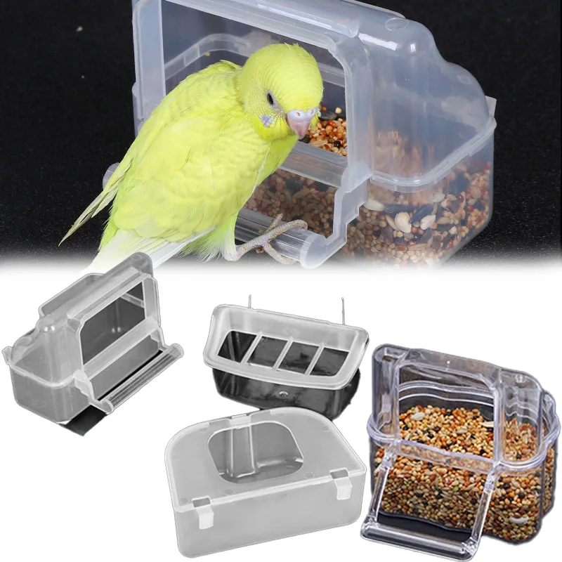 Bird Cage Feeder Transparent and Durable Plastic Parrot Feeding Box Hanging Bowl Box Parrot Feeder Large Capacity Food Trough Sp bird feeder parrot feeder