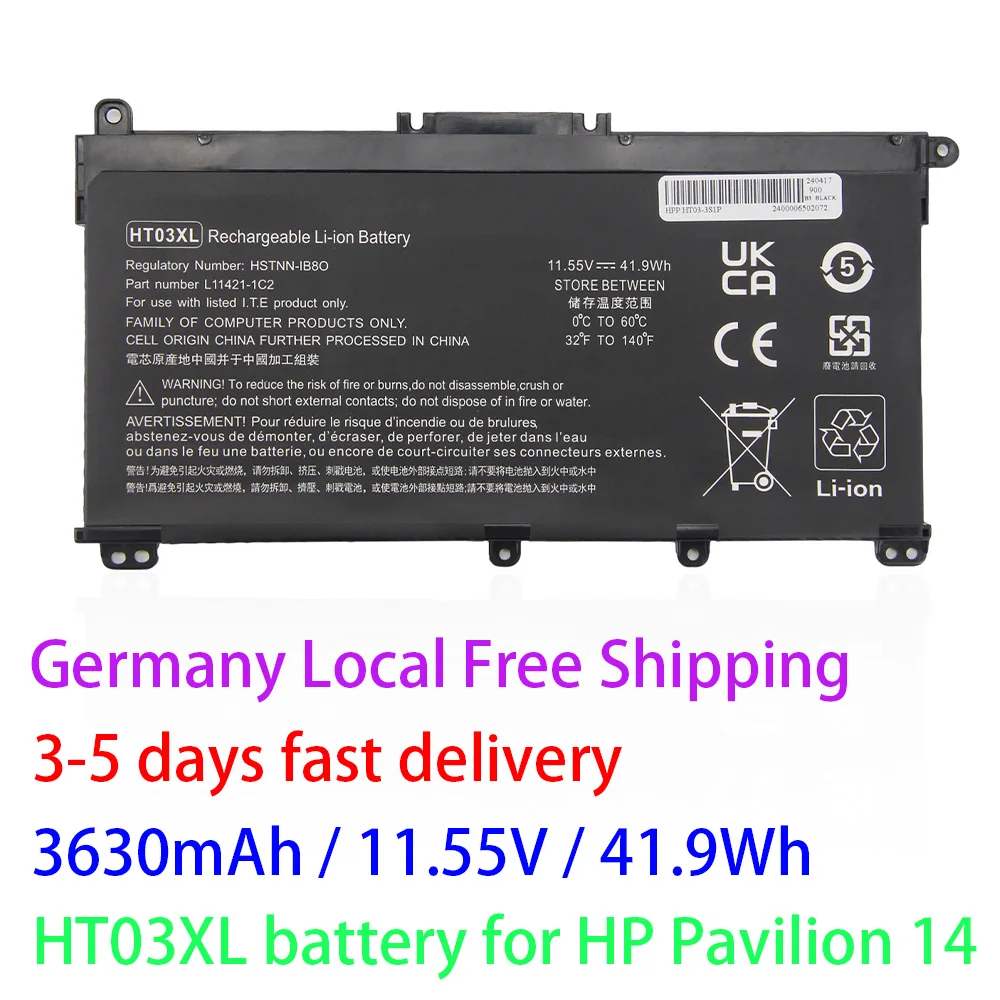 HT03XL TF03XL Laptop Battery For HP Pavilion 14-CE 14-CF 14-CK 14-DF 14-DH 14-MA 14-cm 14Q-CS 14Q-CY 15-CS 15-DA 15-DB 15-CW 17-by 17-CA 240 245 250 255 G7 340 348 G5 L11119-855 L11421-421 - View #2